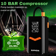 Bupmova 12V Jumpstarter - 21000mAh - 4500A Starthulp - Jumpstarter voor auto met Compressor - SOS verlichting - 21000 mAh Powerbank