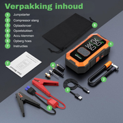 Bupmova 12V Jumpstarter - 4500A - 25000 mAh - Auto starthulp met Powerbank - Verlichting SOS noodlicht - Compressor - Starthulp