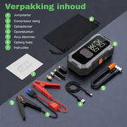 Bupmova Jumpstarter 12V 25000mAh 4500A – Auto Starthulp met Luchtcompressor, Powerbank, LED Zaklamp & SOS Noodlicht